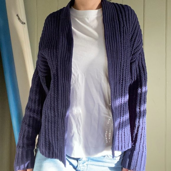 LAST DAY!  LILY LOVES Size medium (fits 8-12) Navy Blue Heavy ribbed Cardigan - Picture 7 of 9